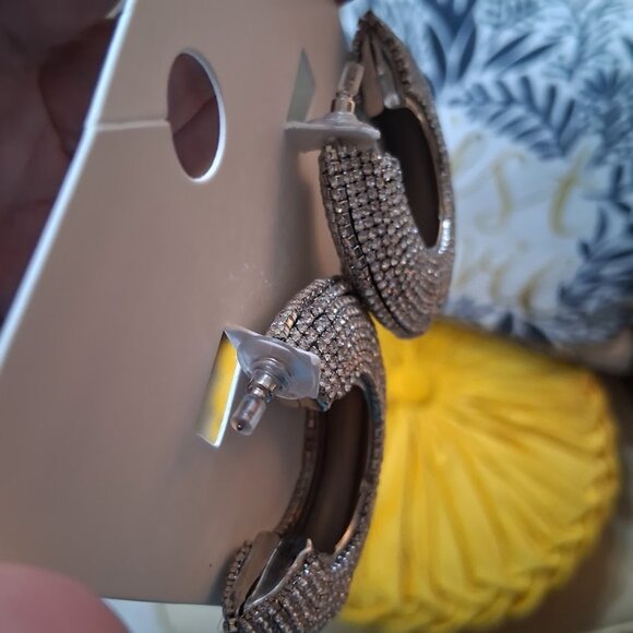 Forever 21 Chunky Rhinestone Hoops - Picture 4 of 5